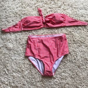 Red gingham high waisted bikini